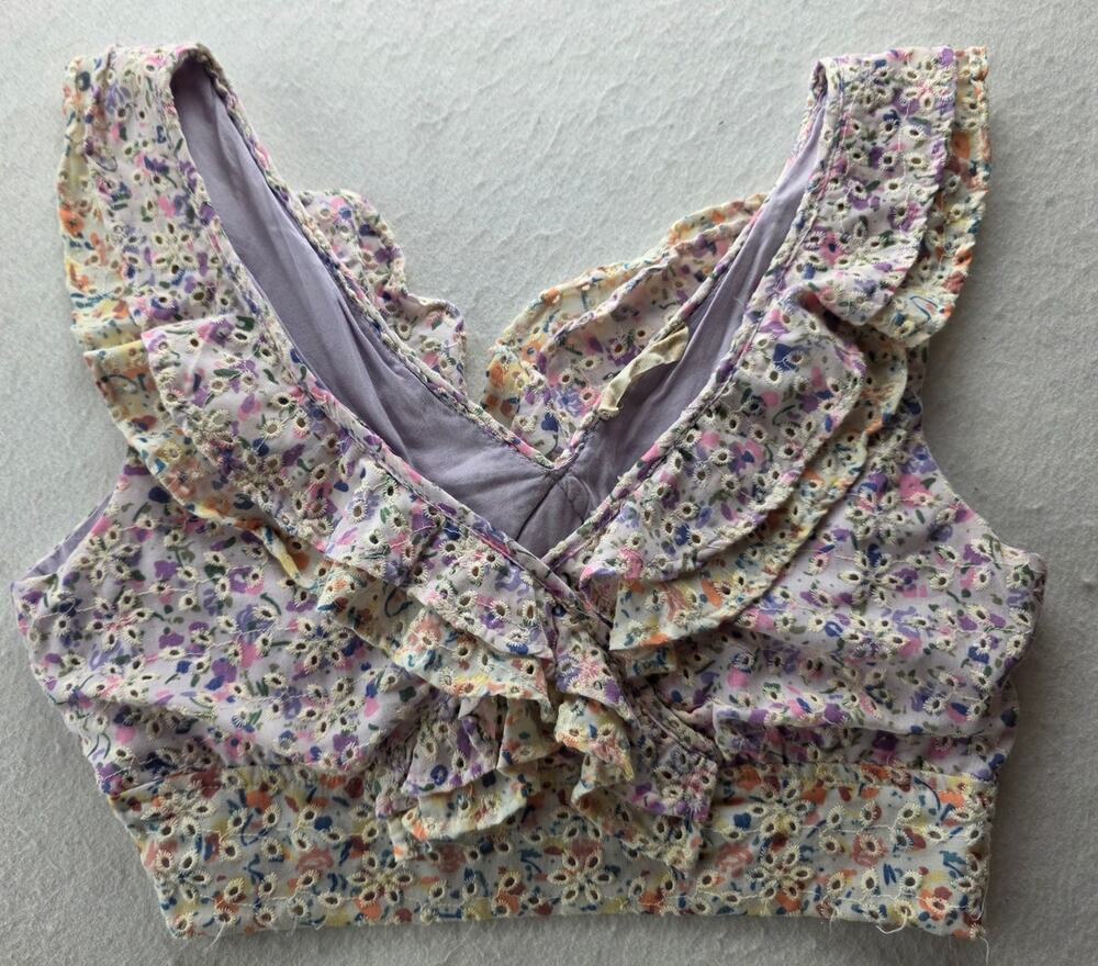 Altard State Floral Ruffle Cotton Crop Top Size Small